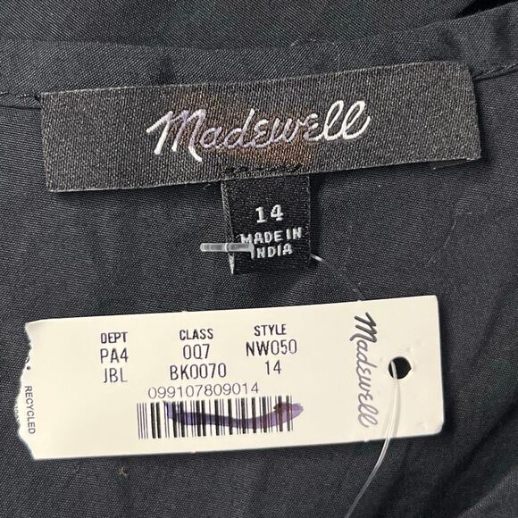 Madewell V-Neck Circle Midi Dress Jet Black Size 14 NWT - Picture 9 of 11